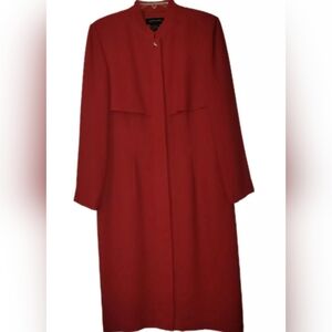 Cynthia Howie Maggie Boutique Red Longsleeve Coat Dress Size 10 Button Up Lined